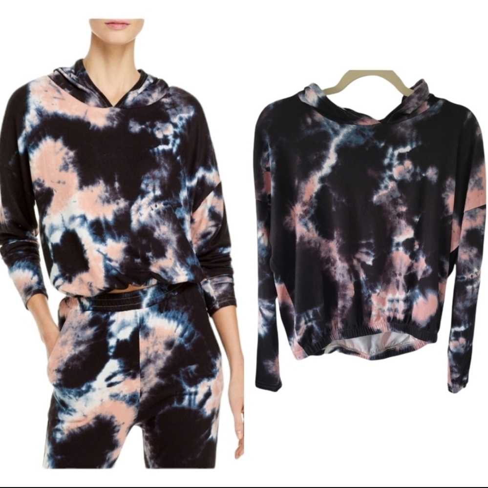 AQUA Galaxy Tie-Dye Long Sleeves Hoodie Cropped Cozy Comfy Top M